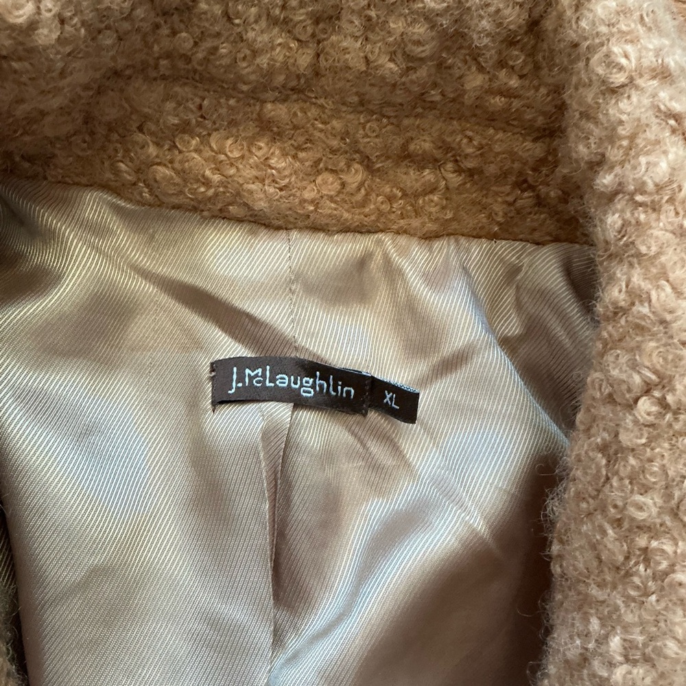 J. McLaughlin Camel Brown Long Teddy Fuzzy Coat, XL - Picture 9 of 10